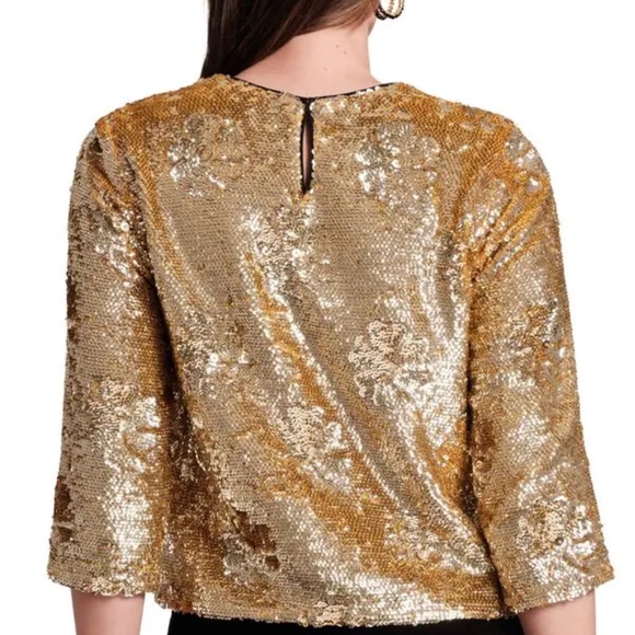 Frances Valentine Taylor Sequin Top in Gold - SZ Medium- NWT - Picture 2 of 10